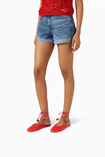 Strawberry Lace-up Pumps in Leather