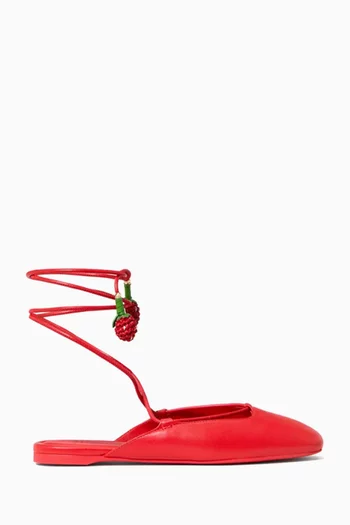 Strawberry Lace-up Pumps in Leather