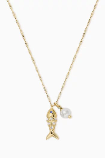 Summer Daze Fish Necklace in Gold-tone Brass