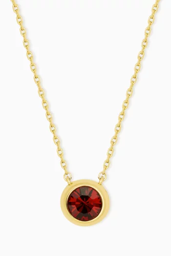 Crystal Solitaire Necklace in Gold-tone Brass