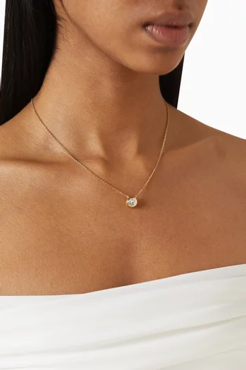 Crystal Solitaire Necklace in Gold-tone Brass