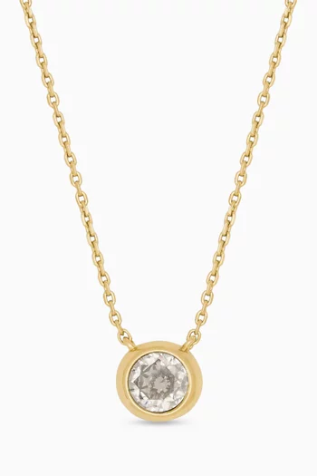 Crystal Solitaire Necklace in Gold-tone Brass