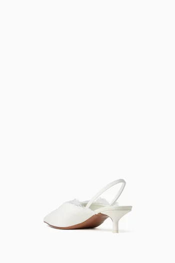 IRENA PUMPS HEELS IN CREPE DE CHINE GABRIC WITH FRENCH LACE DETAILING AND LOW KITTEN HEEL (40MM):Cream:37|219475415