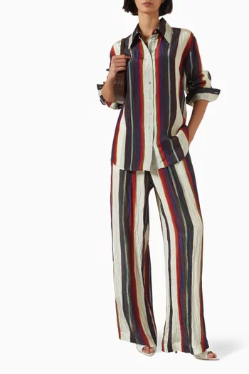 Morris Stripe Relaxed Pants in Viscose-blend