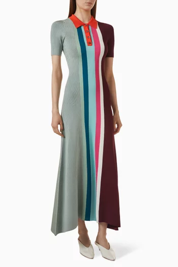 Bowling Polo Dress in Ribbed-knit