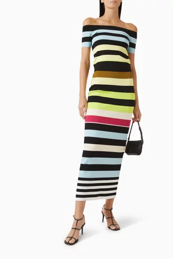 Striped Off-shoulder Top in Viscose Blend