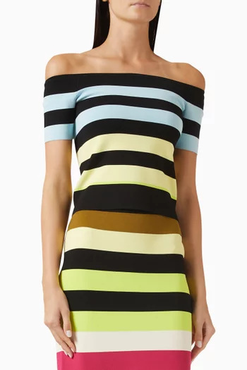 Striped Off-shoulder Top in Viscose Blend