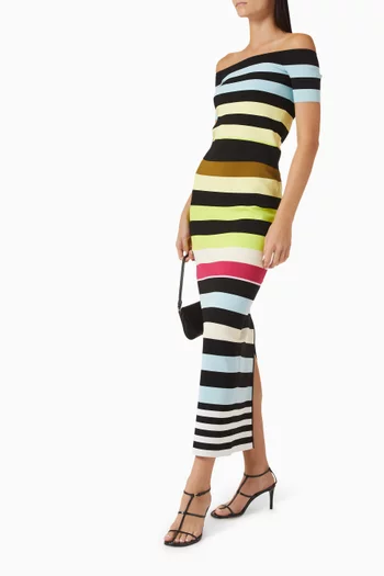 Striped Knit Slit Skirt