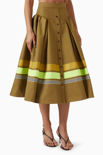 Embroidered Midi Skirt in Cotton