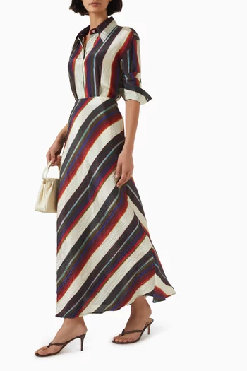 Morris Stripe Bias Midi Skirt