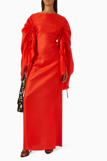 Shell Sleeves Big Bow Gown