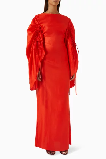 Shell Sleeves Big Bow Gown