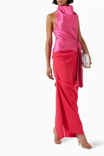 Asymmetric Draped Maxi Skirt