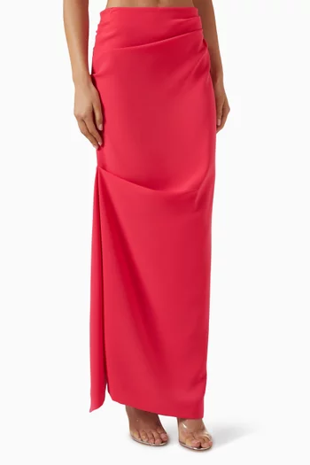 Asymmetric Draped Maxi Skirt