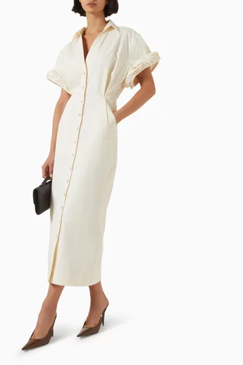 Rolled Sleeve Maxi Shirtdress