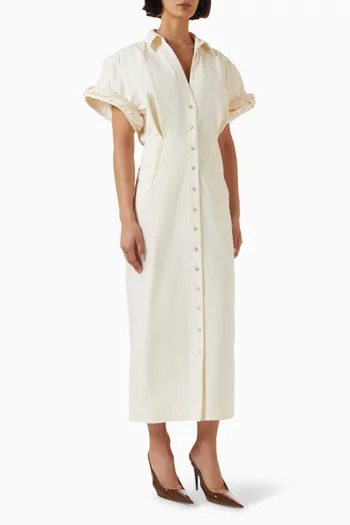 Rolled Sleeve Maxi Shirtdress