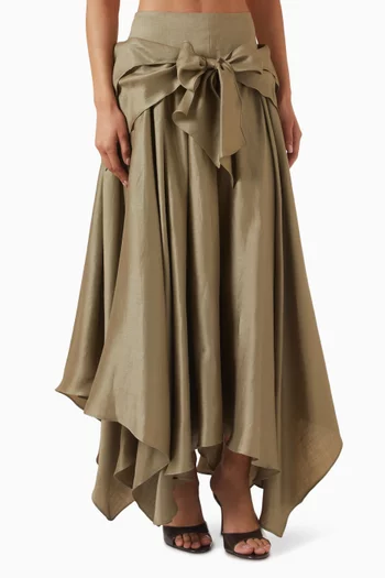 Handkerchief Hem Tie Maxi Skirt