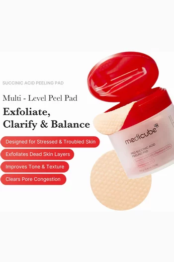 Red Succinic Acid Panthenol Facial Peeling Pads, 70 pads