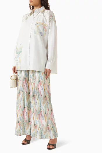 Printed Patchwork Shirt & Pants Set