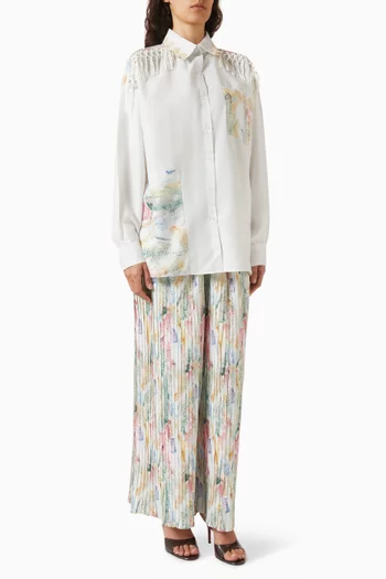 Printed Patchwork Shirt & Pants Set