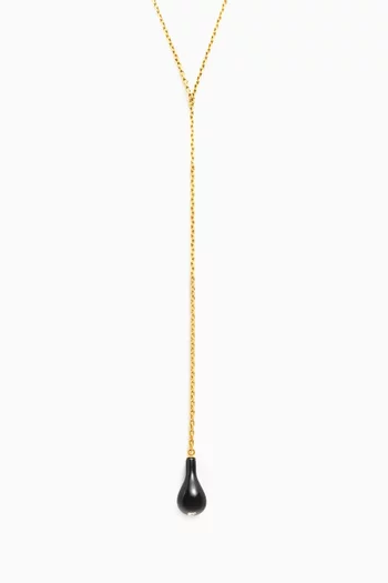 Onyx Drop Necklace in 24kt Gold-plated Brass