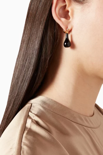 Onyx Drop Earrings in 24kt Gold-plated Brass