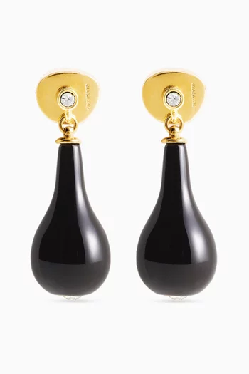 Onyx Drop Earrings in 24kt Gold-plated Brass