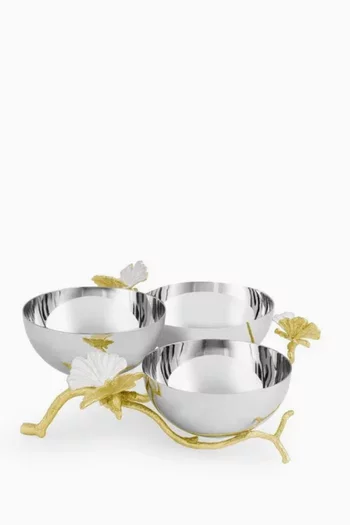 Butterfly Ginkgo Triple Bowl