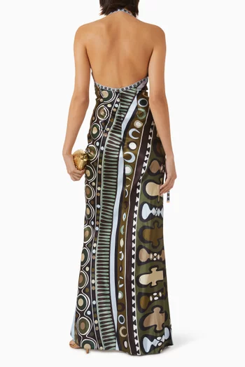 Soleil Print Maxi Dress in Satin