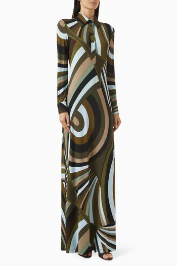Iride-print Shirtdress in Satin Jersey