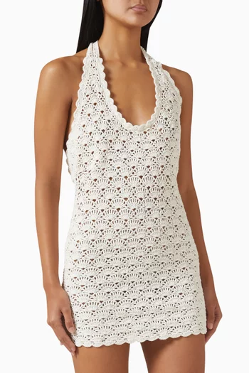 Holiday Halter Crochet Mini Dress in Knit