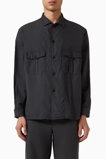 Military Shirt Jacket in Silk
