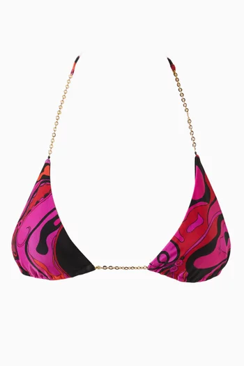 Orchidee-print Triangle Bikini Top