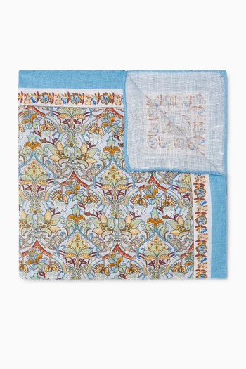 Floral-print Pocket Square in Linen
