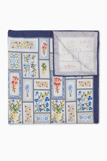 Patchwork Panama-print Pocket Square in Silk