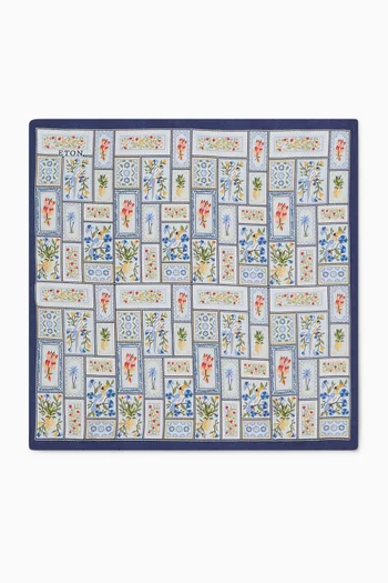 Patchwork Panama-print Pocket Square in Silk