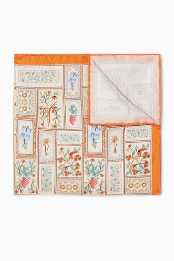 Patchwork Panama-print Pocket Square in Silk
