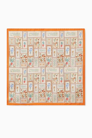 Patchwork Panama-print Pocket Square in Silk