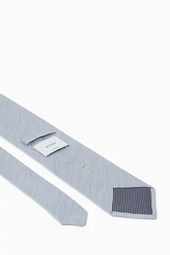 Textured Tie in Woven Linen-silk