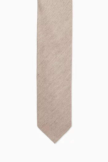 Textured Tie in Woven Linen-silk