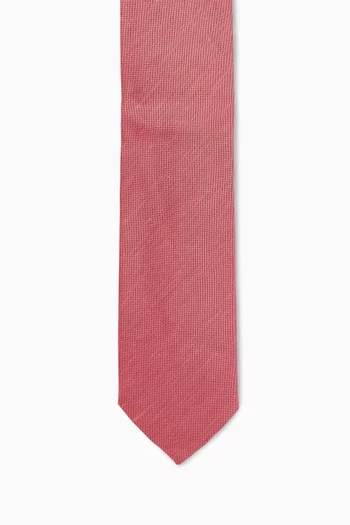 Textured Tie in Woven Linen-silk