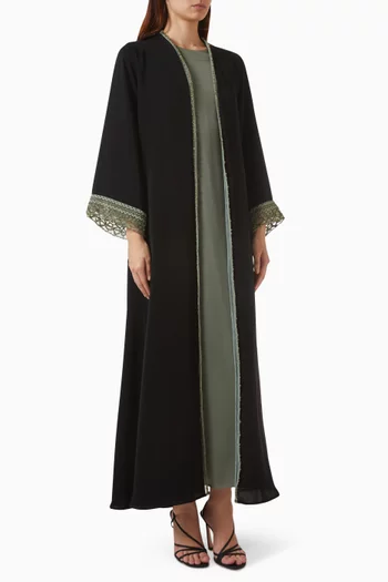 Embellished-cuff Abaya Set