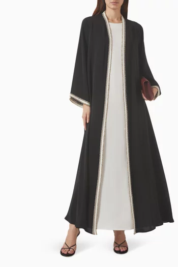 Contrast-trim Abaya Set