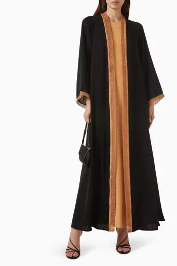 Contrast-trim Abaya Set