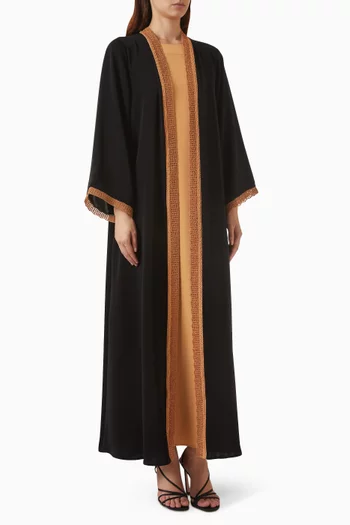 Contrast-trim Abaya Set