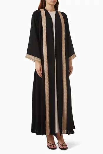 Embroidered-trim Abaya Set