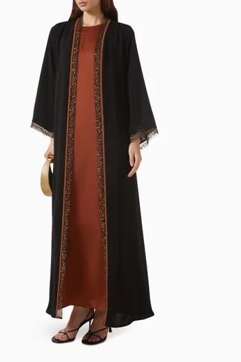 Embellished-trim Abaya Set