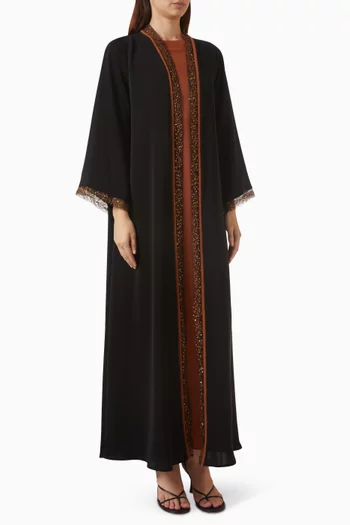 Embellished-trim Abaya Set