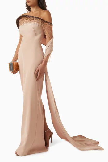 Yelena Embellished Gown in Crepe
