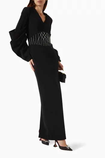 Nyra Embellished Gown in Crepe